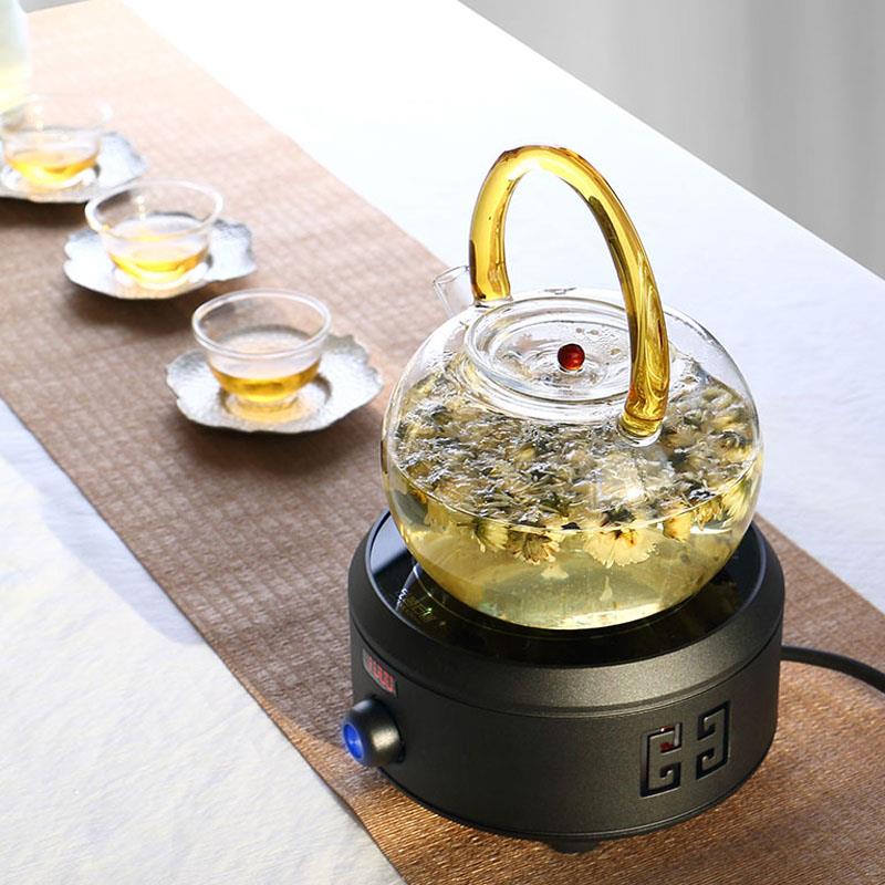 左茗zm001器迷你电陶炉家用小炉煮烧水炉玻璃茶壶铁壶可茶用右不