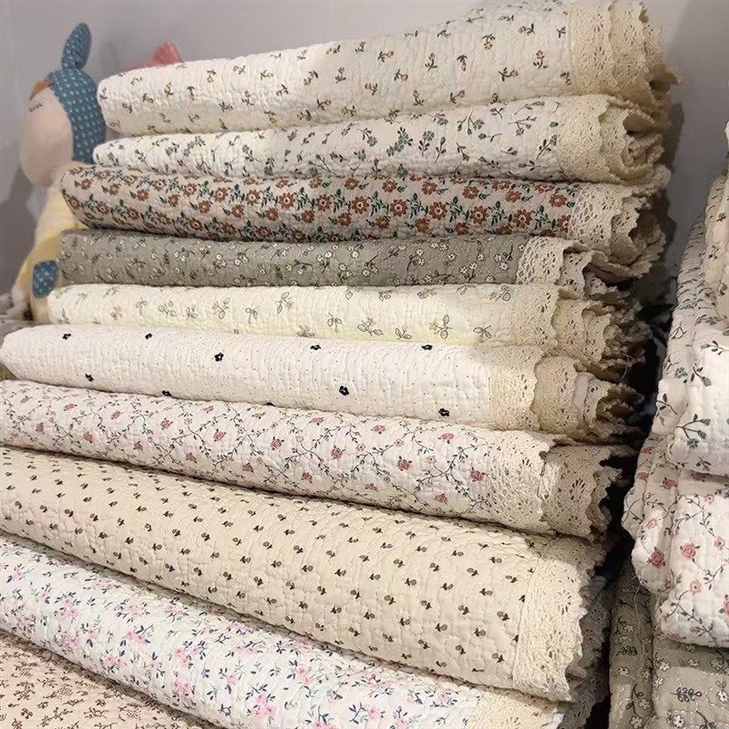 韩式纯棉小碎花绗缝水洗床盖床单床垫