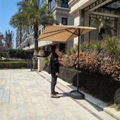 户外靠墙半边伞升降阳台遮阳伞侧边长方形庭院P小伞花园露台太阳