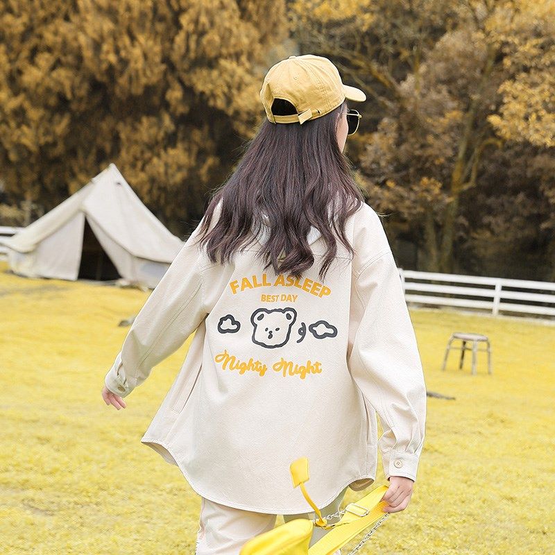 2025春季高中学生初中生米色牛仔短外套少女运动休闲宽松外套上衣