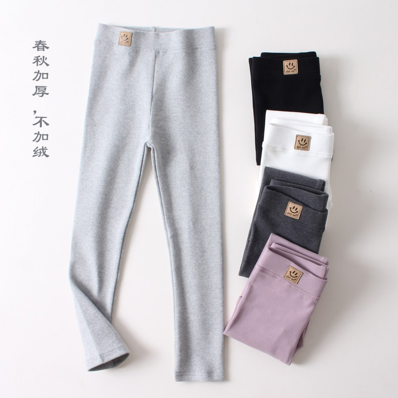 春秋女童打底裤j纯棉加绒外穿加厚修身儿童长裤女宝宝黑白色棉裤