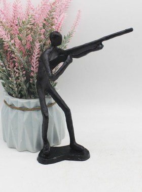 欧式铸铁射击摆件家居复古个性客厅桌面办公室装饰工艺品简约纪念