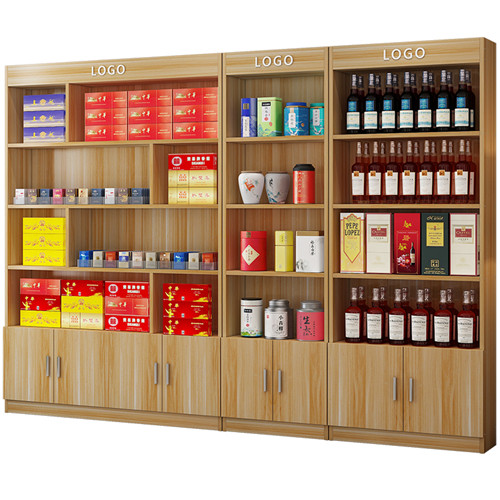 茶叶展示柜烟酒一体柜木质茶叶柜产品货柜多功能柜台便利店烟酒架