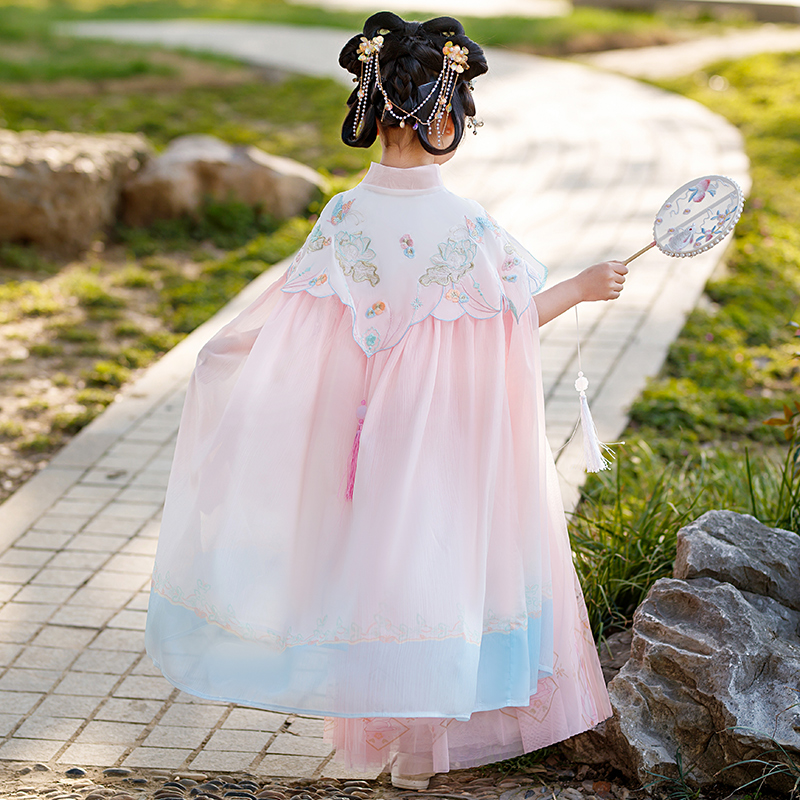 儿童披风汉服女童斗篷防晒衣披肩春E秋宝古装公主超仙小孩夏季薄