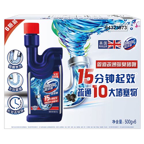 山姆代购 蓝多霸 管道疏通除臭啫喱500g*6 进口厕所浓稠除臭剂