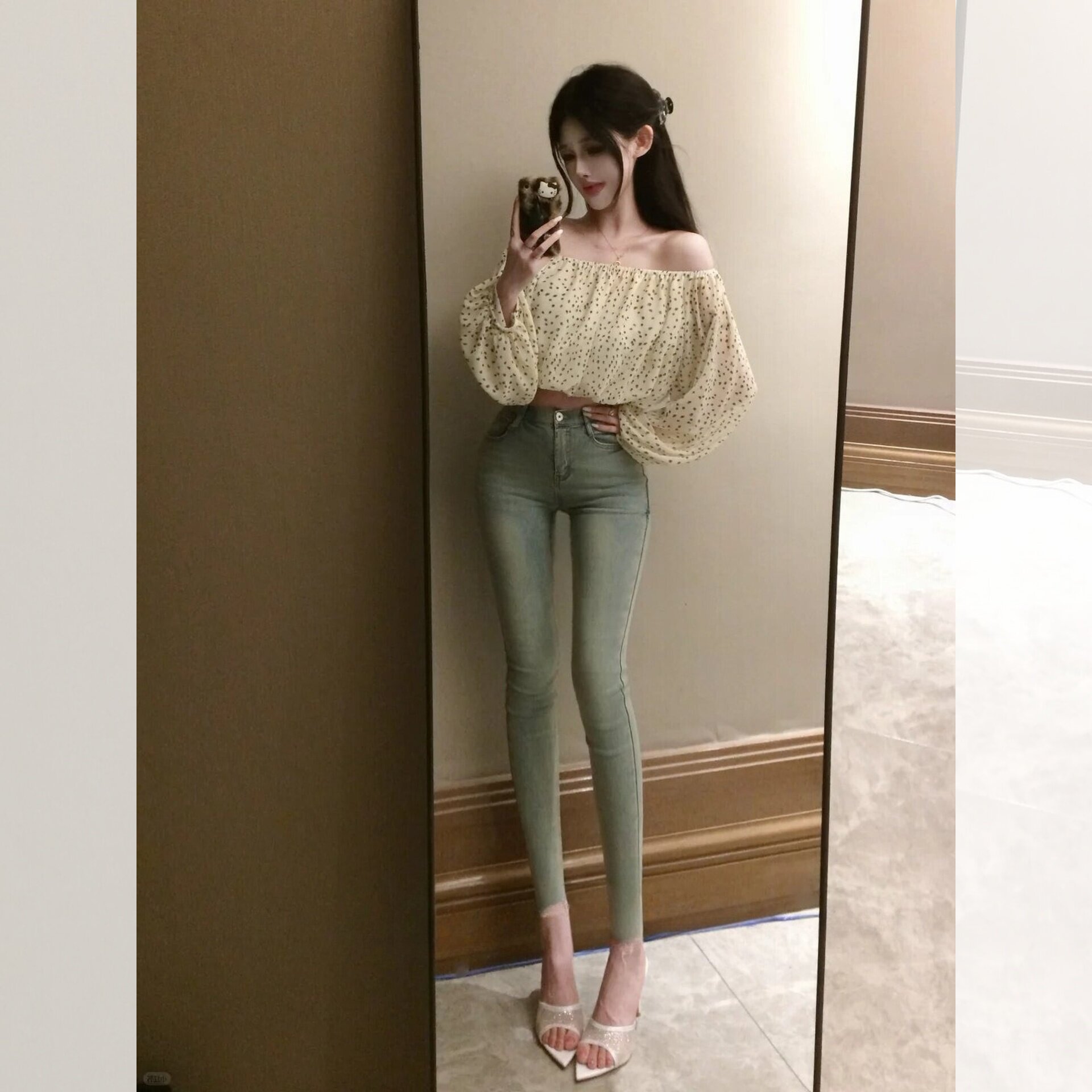 韩版复古辣妹高腰水洗牛仔裤丰胯显瘦弹力紧身九分小脚青年通勤装