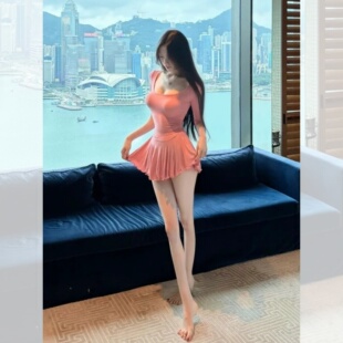 甜美初恋感气质连衣裙收腰修身百褶下摆优雅通勤遮肉显瘦短袖裙