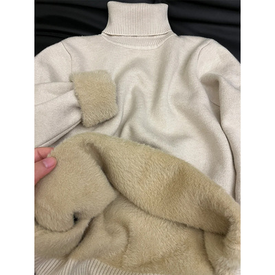 高领毛衣女冬季加厚一体绒打底衫内搭修身针织保暖百搭基础款上衣