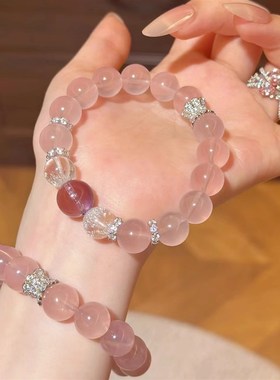 高冰粉水晶手串紫水晶手链桃花水晶手串紫阿塞水晶高级情侣款送礼