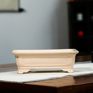 紫砂高温釉陶瓷花盆老桩假山回纹长方多肉松竹绿植盆卧室阳台