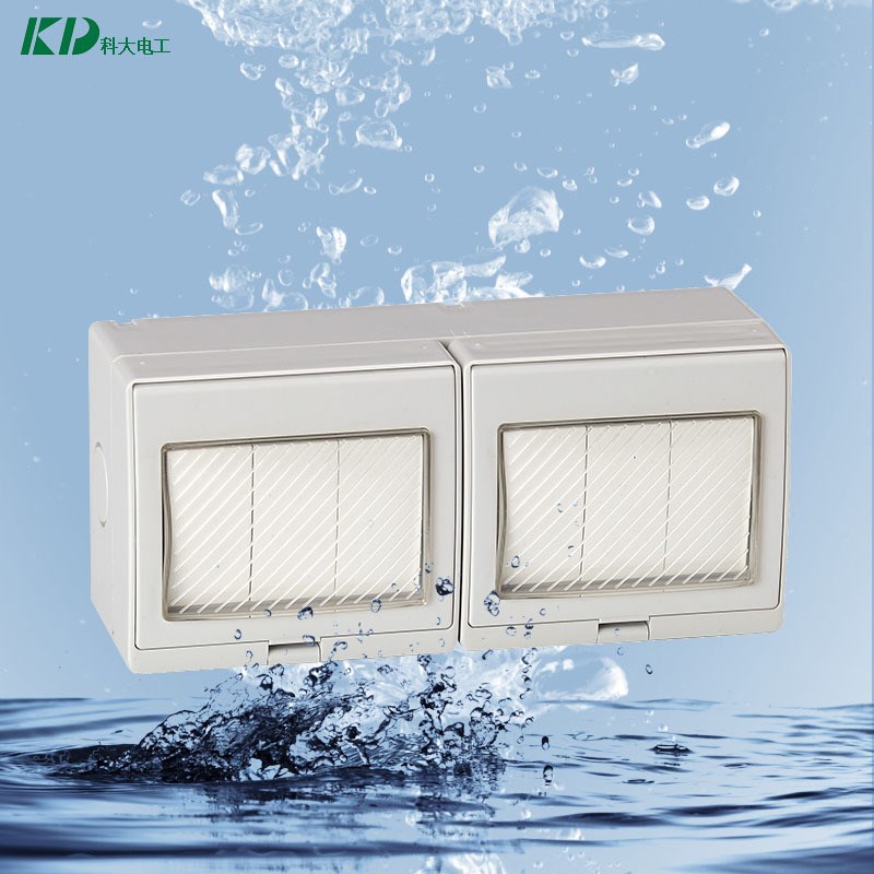 直销6位单控或双控防水开关 厨房墙壁防水开关插座 IP55防护等级