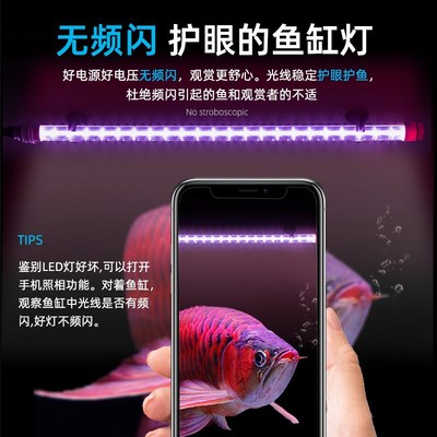 一拖二双排LED灯珠七彩增艳三基色防水灯管鱼缸照明三色增艳切换