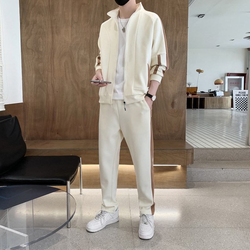 衣服男2025新款爆款早春胖子穿搭显瘦跑步拼接休闲运X动2件套装潮