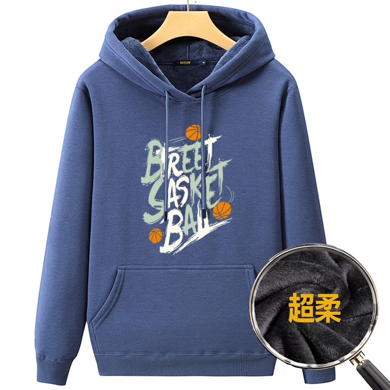 秋冬季加绒加厚男卫衣纯棉套头连帽帽衫大码宽松休闲潮流胖子外套