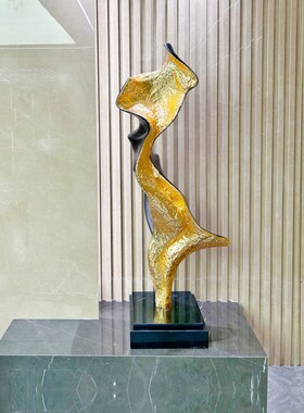 抽象入户玄关竖高摆件轻奢高档客厅细长雕塑售楼部酒店艺术装饰品