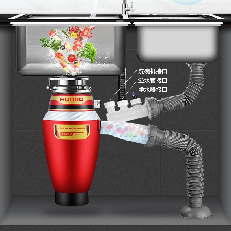 厨房垃圾处理器粉碎机德国全自动下水道水槽家用食物垃圾大功率