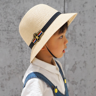 男童草帽大沿遮阳帽儿童出游沙滩帽亲子草帽母子宝宝凉帽子太阳帽