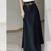 赫本风黑色裙子秋冬新款 垂感气质遮臀a字半身裙高腰超好看 女时尚