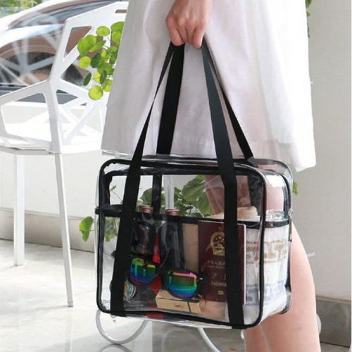 透明手提pvc果冻包 防水化妆品收纳袋大容量游泳沐浴包沙滩洗漱包