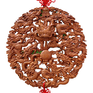 桃木九龙献瑞九龙戏珠九龙壁挂件摆件木雕玄关客厅店铺镇宅招财