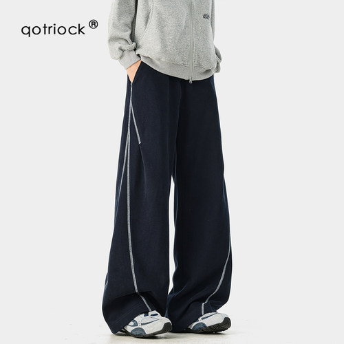 QOTRIOCK美式撞色哈苏线弯刀卫裤
