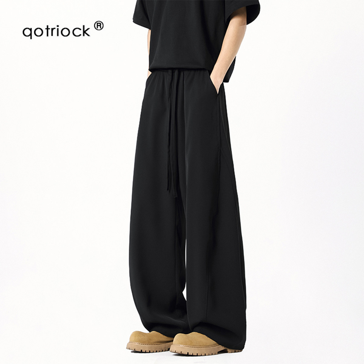 QOTRIOCK美式冰丝弯刀西裤男女夏图片