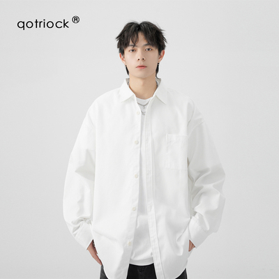 QOTRIOCK美式350g重磅纯棉长袖衬