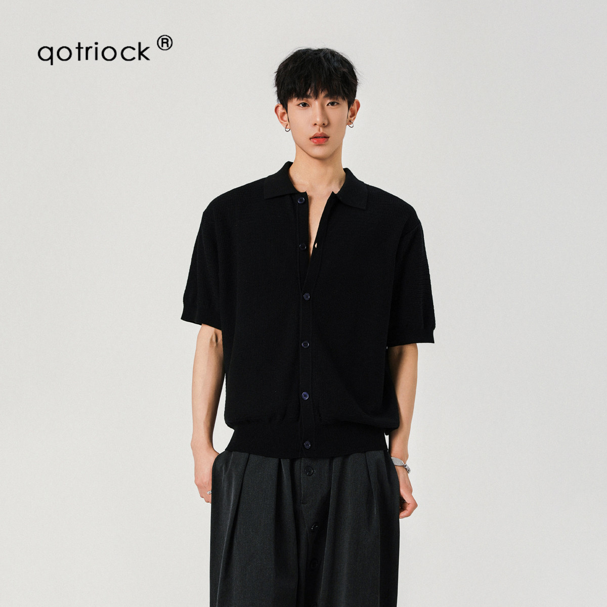 QOTRIOCK美式设计感凉感针织短袖图片