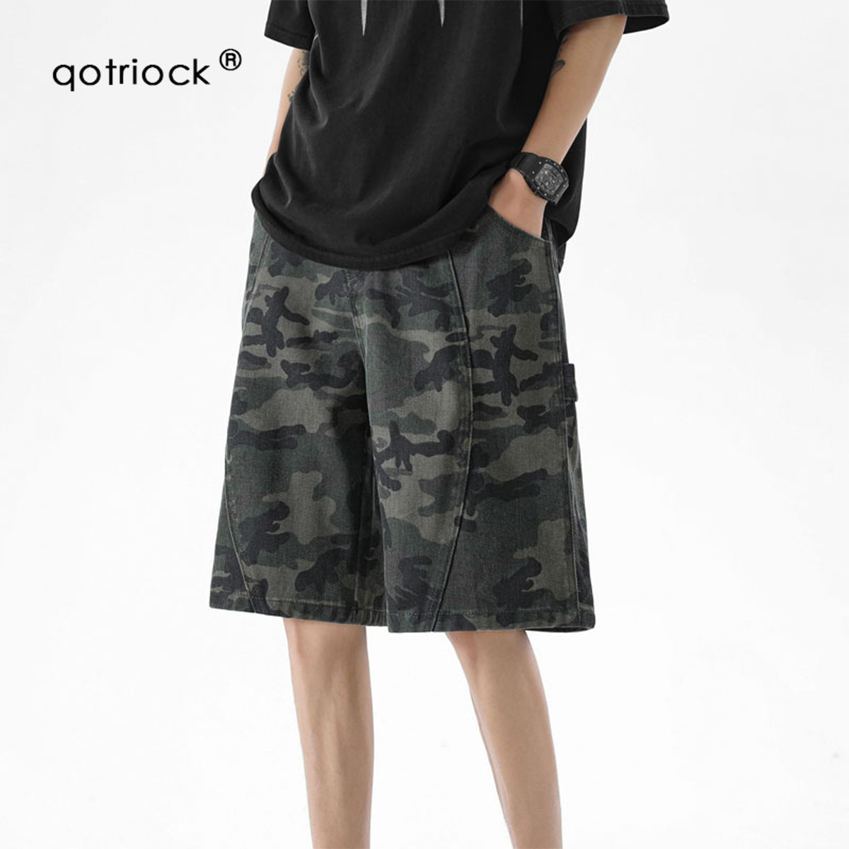 QOTRIOCK美式迷彩工装短裤男女夏图片