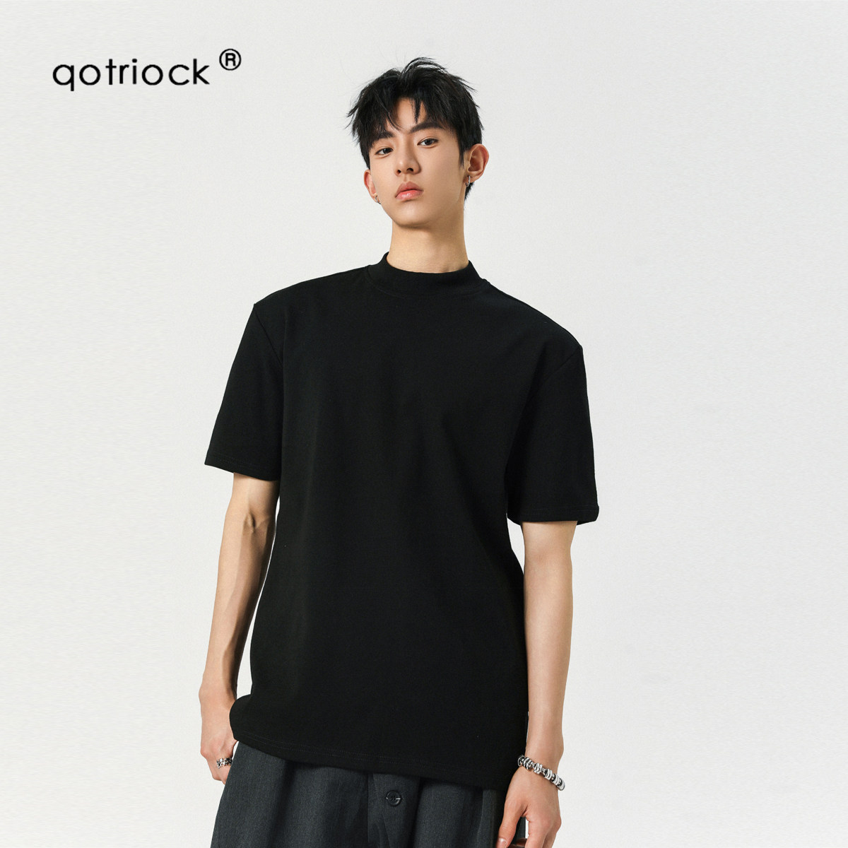 QOTRIOCK半高领boxy重磅短袖男士图片