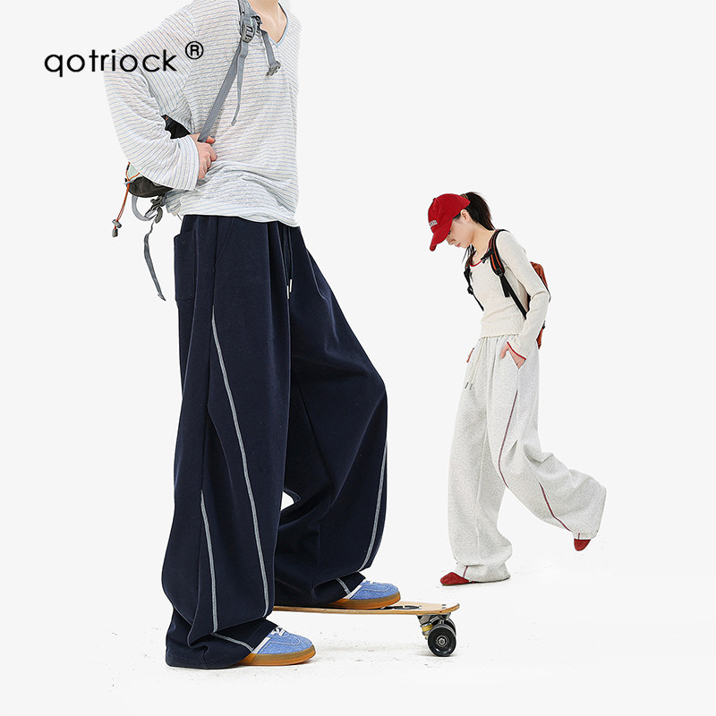 QOTRIOCK美式重磅明线弯刀卫裤男图片