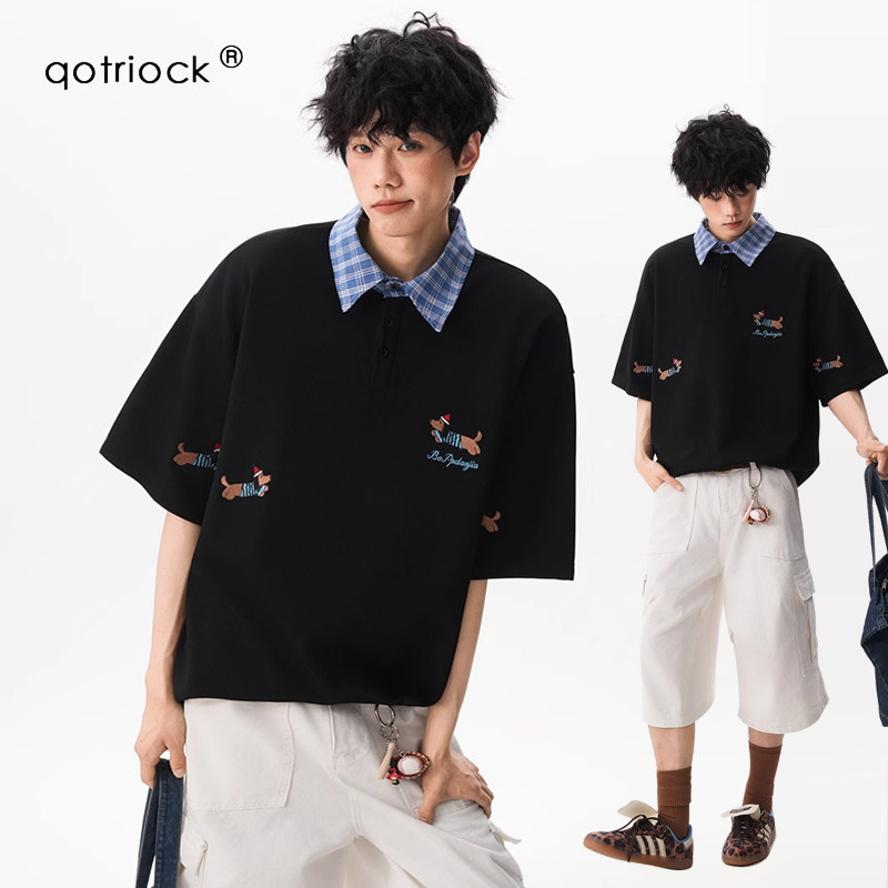 QOTRIOCK美式腊肠狗刺绣polo短袖图片