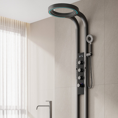 希格尼新款淋浴花洒套装全铜数显大瀑布增压花洒家用卫生间淋浴屏