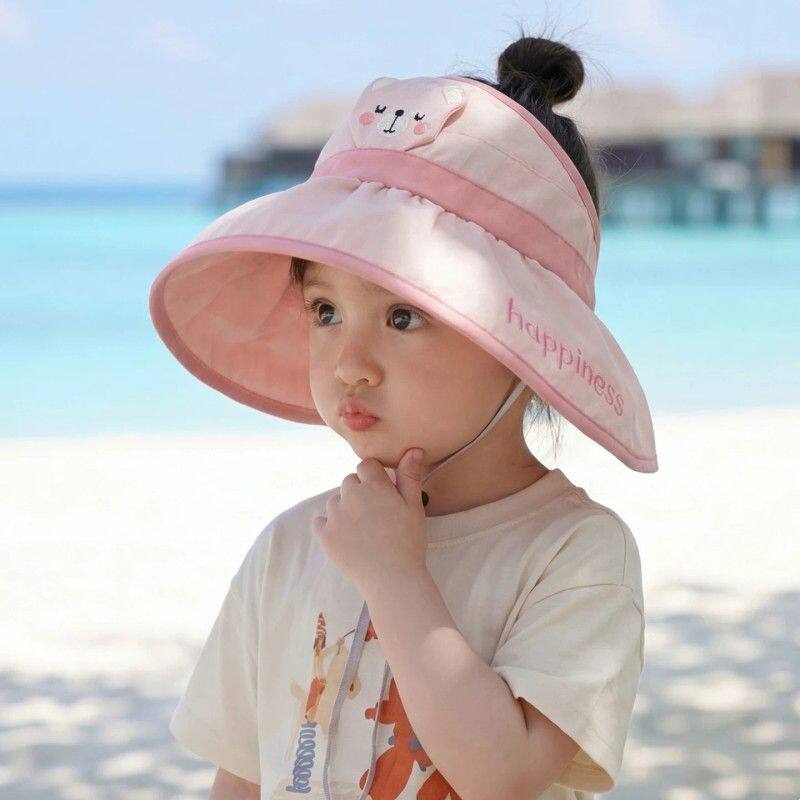儿童帽子空顶帽春夏季男童女童防晒遮阳帽宝宝太阳帽可爱卡通大檐