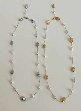 不规则金属豆子珍珠项链女法式设计感轻奢时尚潮流百搭颈链锁骨链