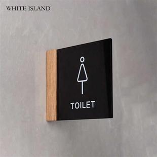 高档男女卫生间指示牌酒店WC厕所标识牌门牌双面侧装 洗手间提示牌