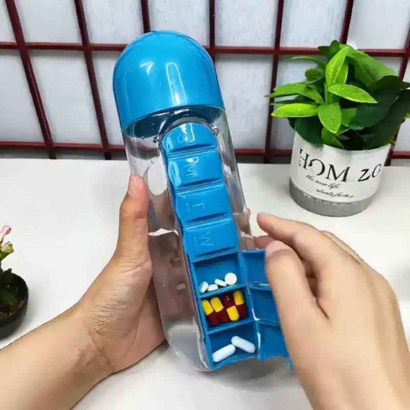 多功能药盒水杯便携分装一周七天水瓶多功能大容量户外携带随身杯