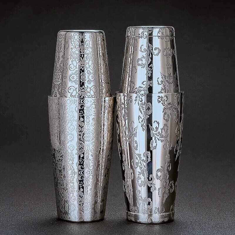 不锈钢摇酒壶酒吧调酒工具鸡尾酒shake杯雪克壶蚀刻波士顿调酒器