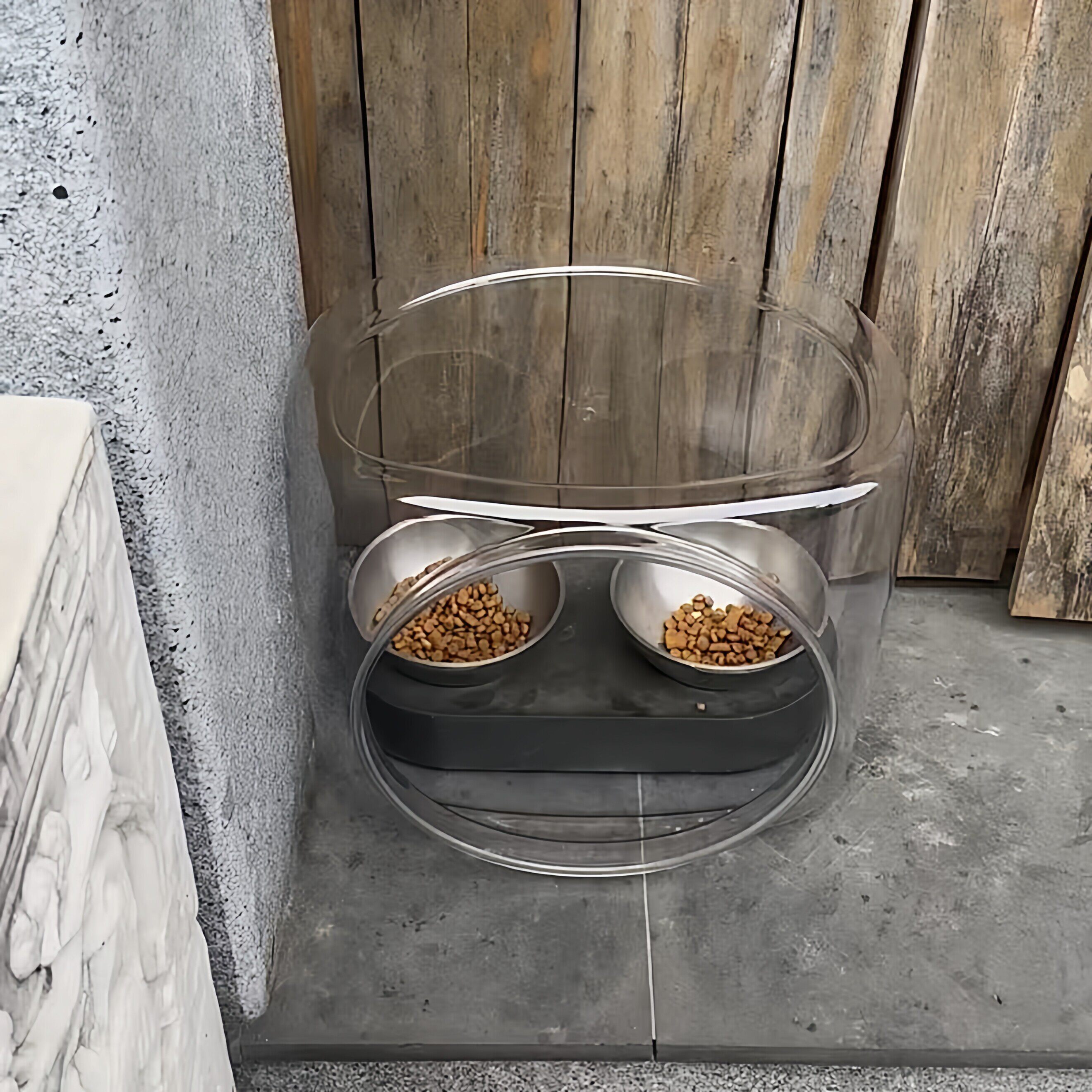 防雨猫碗罩户外庭院防虫防蚂蚁大空间猫粮罩家用简约透明塑料猫窝