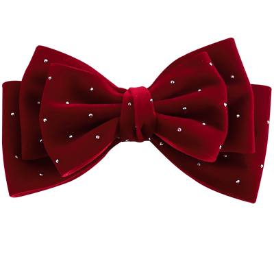 丝绒酒红蝴蝶结儿童发夹新年红色公主女童顶夹女孩后脑勺发卡头饰