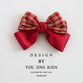 韩国儿童红色蝴蝶结发夹公主百搭后脑勺发卡女童顶夹新年女孩头饰