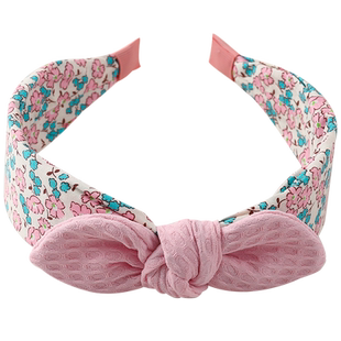 蝴蝶结儿童发箍碎花女童宽头箍甜美兔耳朵发卡小女孩洋气碎发头饰