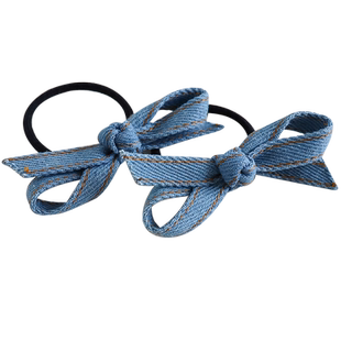 韩版甜酷牛仔布艺女童蝴蝶结发圈女孩扎头发皮筋头绳儿童发绳头饰