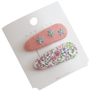 宝宝刺绣花朵发夹女儿童布艺BB夹侧边夹婴幼儿发卡刘海夹碎发头饰