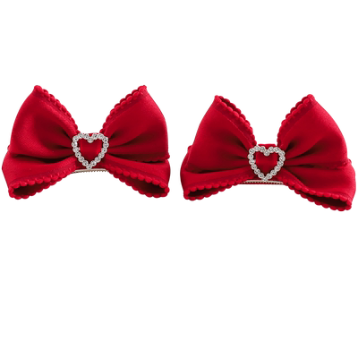 红色儿童丝绒发夹女童新年蝴蝶结公主发卡子顶夹爱心闪钻女孩头饰