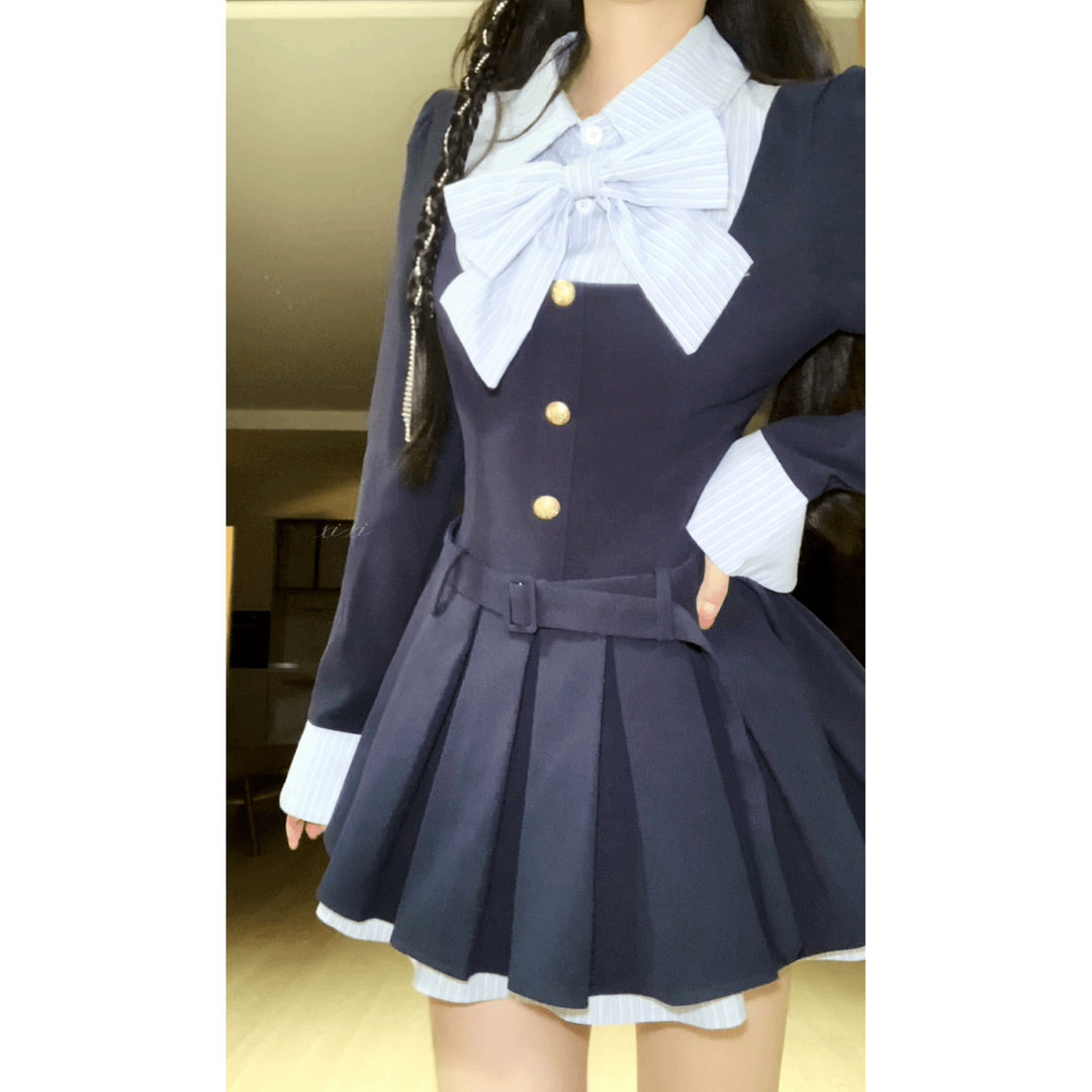 春季新款学院风拼接设计