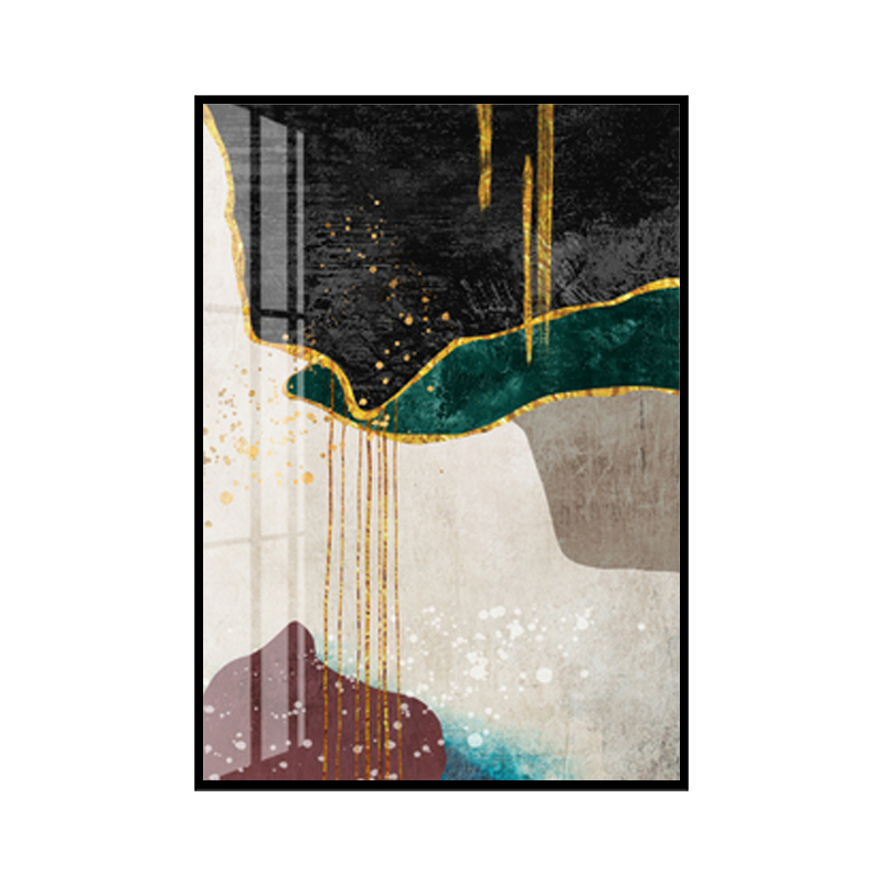 现代简约客厅装饰画镜面水晶画 鎏金岁月蓝色系 抽象色块几何挂画图片