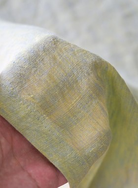 【早春之绿】黄绿色纯亚麻窗帘定制 色织砂洗工艺 加厚210g/m