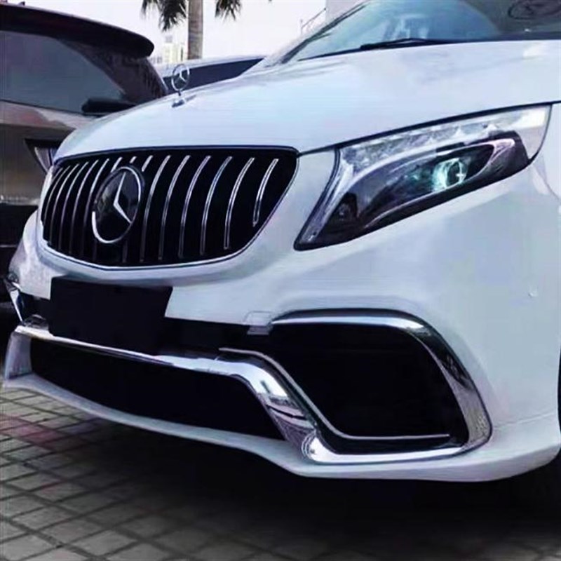 奔驰V260/V300威霆改装AMG版前杠饰条前唇亮框亮条镀珞下唇前铲条