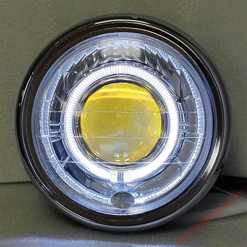 天剑大灯总成7寸圆灯通用锐爽EN125车灯YBR改装LED双光透镜玻璃罩
